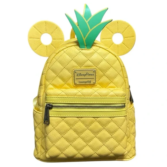 Disney Loungefly Quilted Yellow Pineapple Mini Backpack Bag NWT - Picture 1 of 11